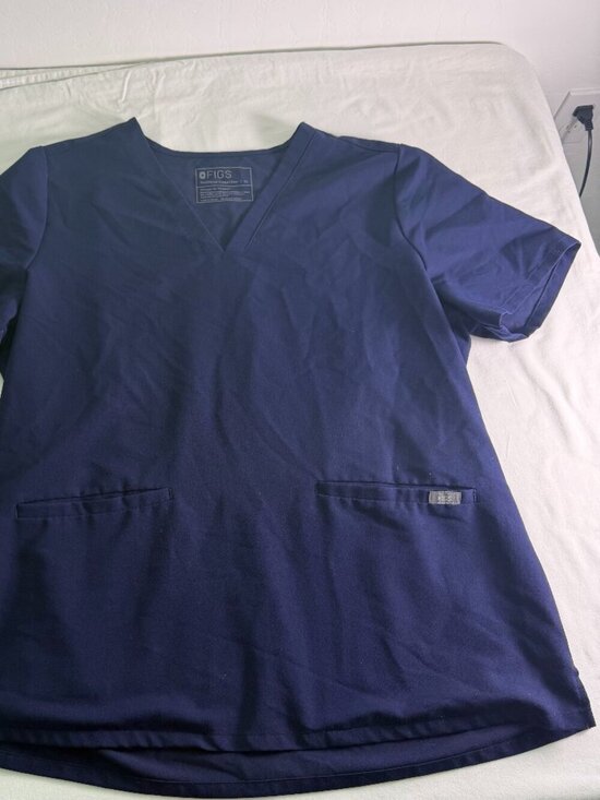 Figs Tops - FIGS Navy Blue Scrub Top XL Technical Collection Medical Uniform V Neck